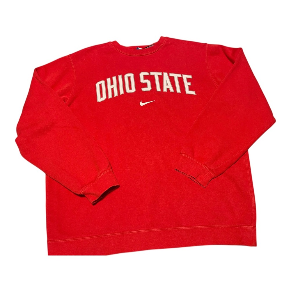 Ohio State Buckeyes Sweatshirt Mens Large Red Nike Center Swoosh Crewneck NCAA